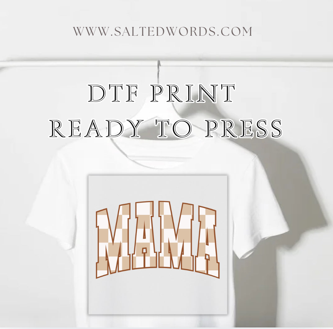 Mama checkered DTF print transfer Ready to Press | Salted Words, LLC