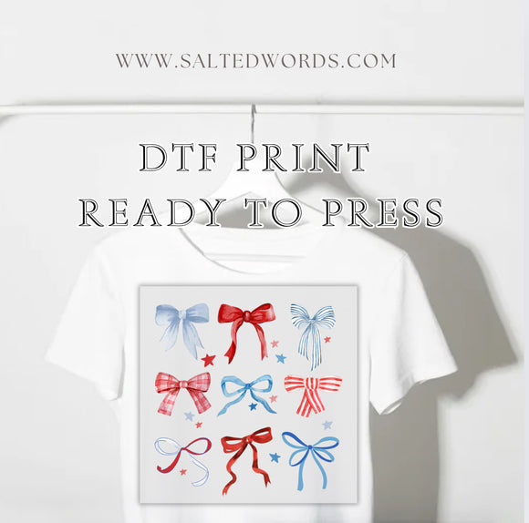 4th of July patriotic Coquette Bows DTF Transfer - Salted Words, LLC