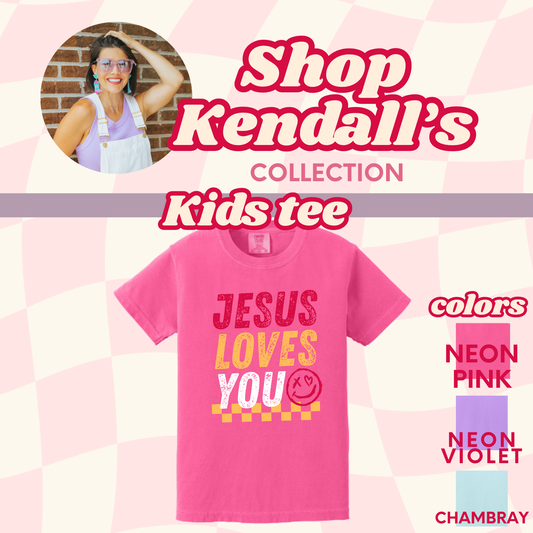 Kendall's Collection YOUTH Jesus Loves You | Comfort Colors T-shirt | Inspirational Faith Shirt | Gift for Believers | Stylish Religious Apparel