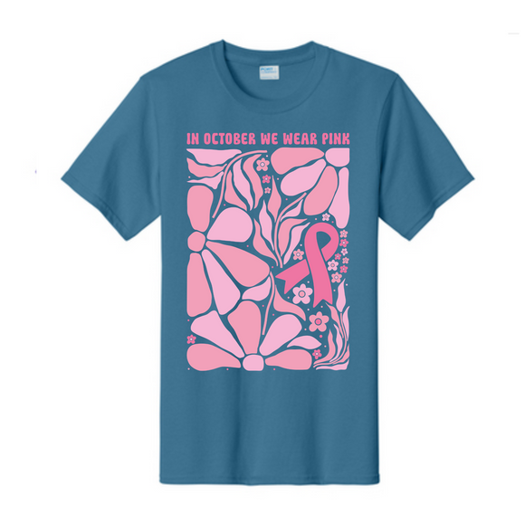 In October we wear pink Breast Cancer Awareness Fundraiser Tshirt PC61 Port & Co™ Essential Tee