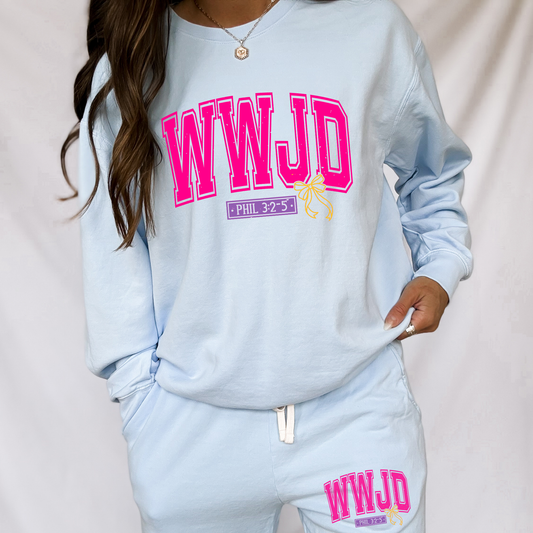 Kendall's Collection WWJD | Comfort Colors Crewneck Sweatshirt - Tshirt - Crop | Inspirational Faith Shirt | Gift for Believers | Stylish Religious Apparel