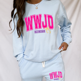 Kendall's Collection WWJD | Comfort Colors Crewneck Sweatshirt - Tshirt - Crop | Inspirational Faith Shirt | Gift for Believers | Stylish Religious Apparel