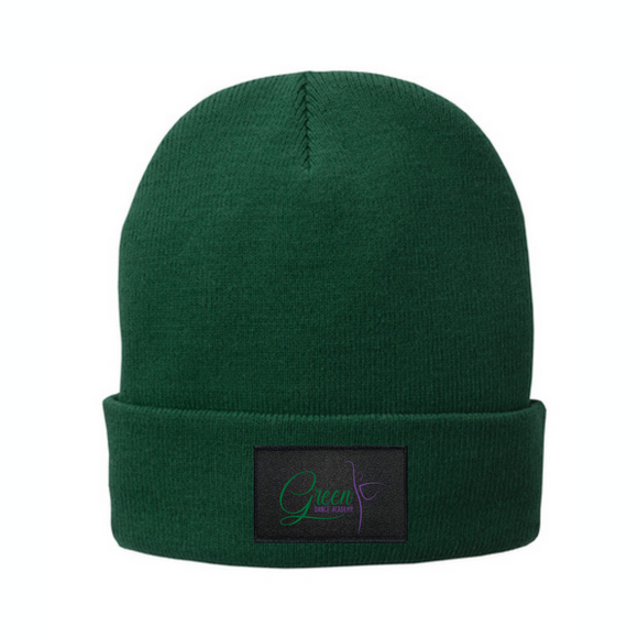 Green Dance Academy Patch Beanie with Solid Band