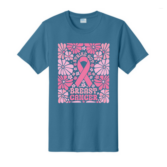 Strike out Breast Cancer Awareness Fundraiser Tshirt PC61 Port & Co™ Essential Tee