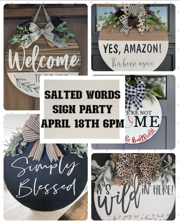 Salted Words Sign party Door Hangers April 18th 6pm - Salted Words, LLC