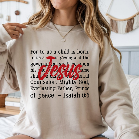 ADULT Jesus For unto us a Savior is born Tshirt - Long Sleeve - Crewneck - Hoodie