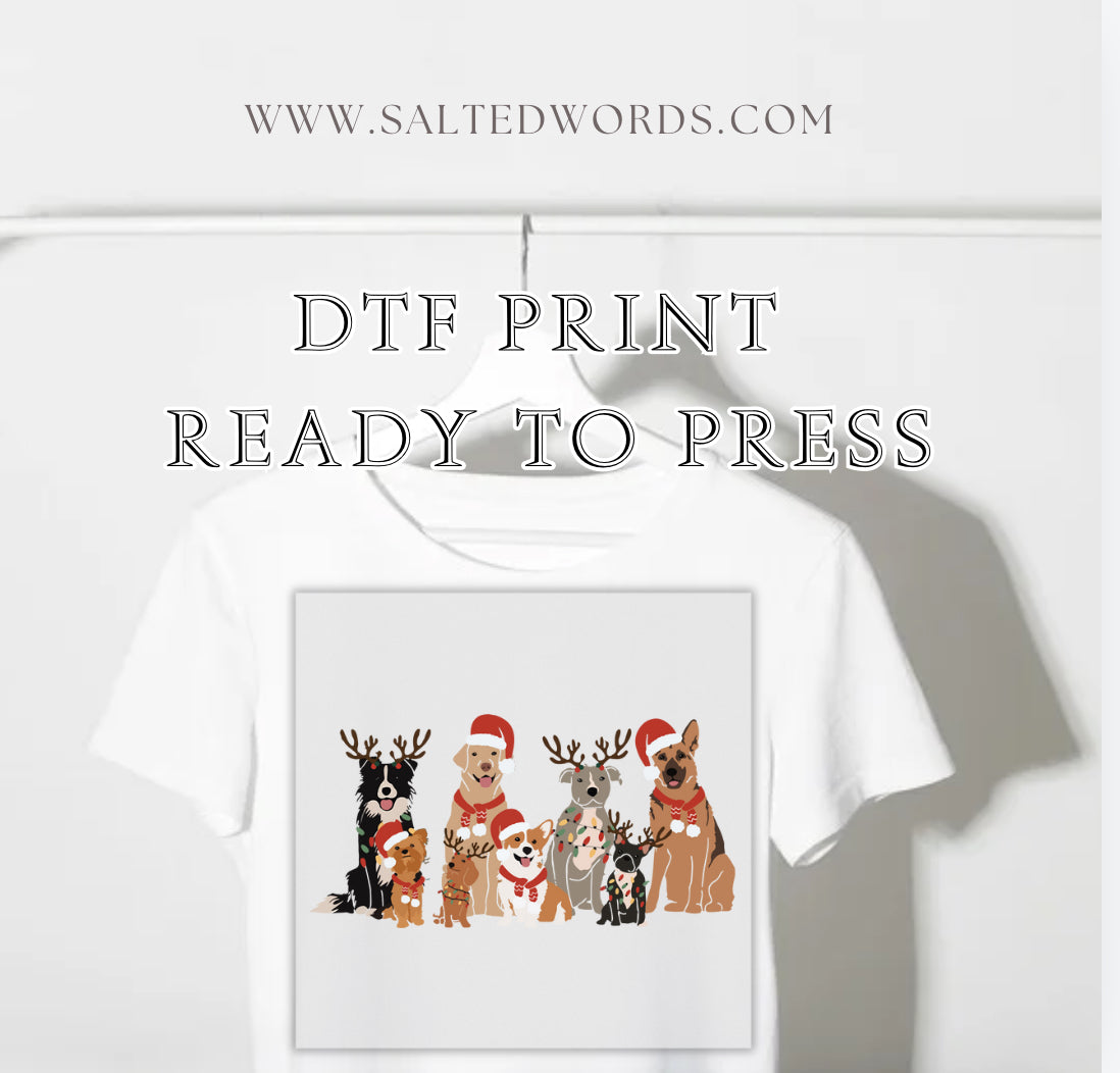 Christmas dogs DTF print transfer Ready to Press | Salted Words, LLC