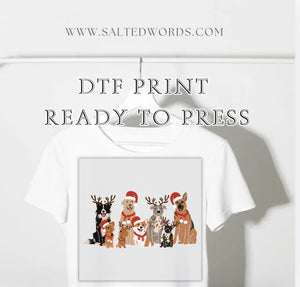 Christmas dogs DTF print transfer Ready to Press