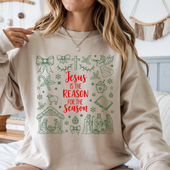 ADULT Jesus is the Reason for the season Tshirt - Long Sleeve - Crewneck - Hoodie