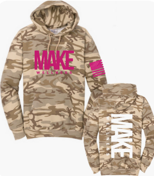 Make wellness Desert / Hot Pink Camo Hoodie Sweatshirt