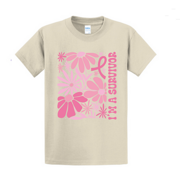 I'm a survivor Breast Cancer Awareness Fundraiser Tshirt PC61 Port & Co™ Essential Tee