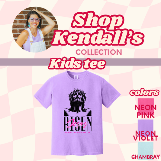 Kendall's Collection YOUTH He is Risen | Comfort Colors T-shirt | Inspirational Faith Shirt | Gift for Believers | Stylish Religious Apparel