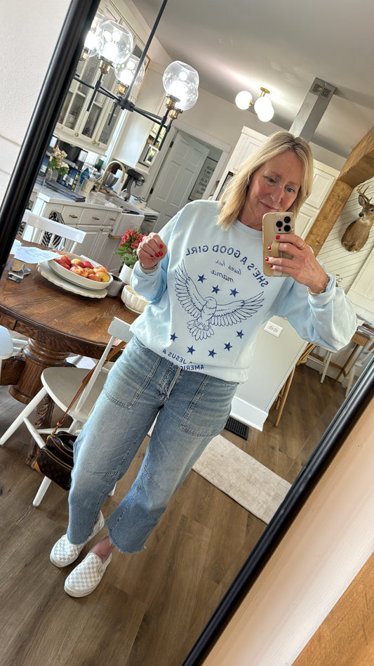 She’s a good girl Comfort colors crew Crewneck Sweatshirt - Salted Words, LLC