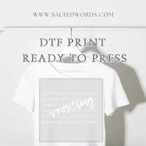 Wrestling describing words DTF print