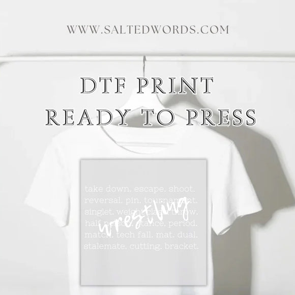Wrestling describing words DTF print