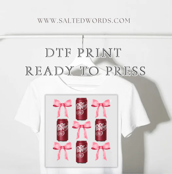 Dr Pepper & Croquette bows DTF Transfer - Salted Words, LLC