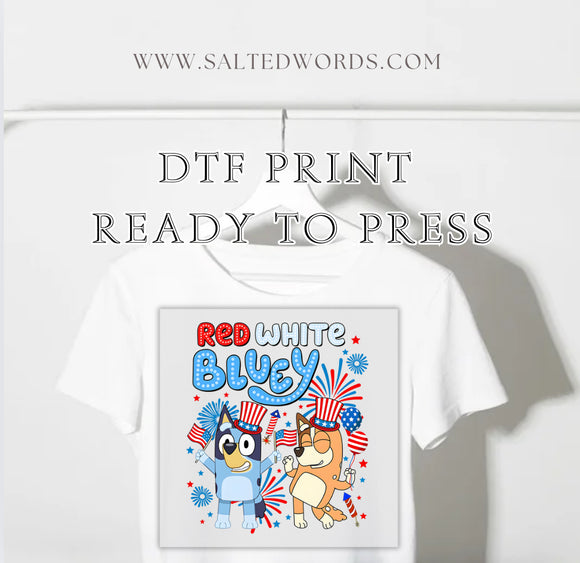 Red white and bluey DTF Transfer - Salted Words, LLC