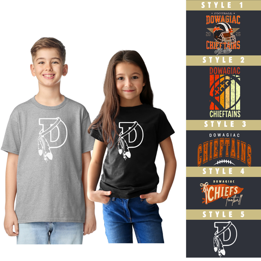 YOUTH Football Dowagiac Chieftains Apparel Tshirt - Drifit - Comfort Colors - Salted Words, LLC
