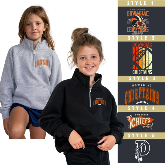 YOUTH Dowagiac Chiefs Football Apparel Enza 91179 Half Zip Fleece - Salted Words, LLC