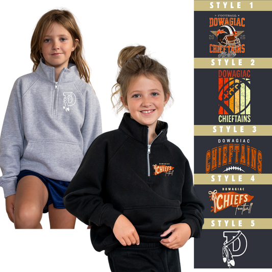 YOUTH Dowagiac Chiefs Football Apparel Enza 91179 Half Zip Fleece - Salted Words, LLC