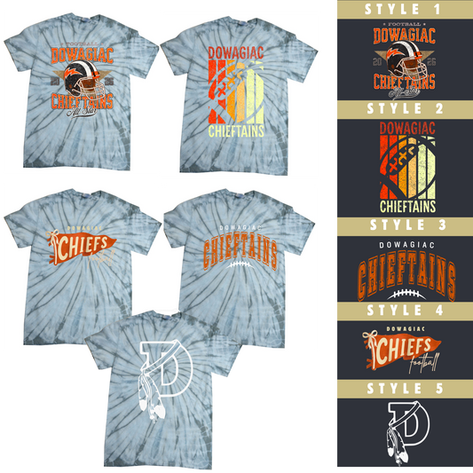 YOUTH Football Dowagiac Chieftains Colortone 1000Y Spider Tie Dye Tee - Salted Words, LLC