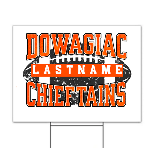 Chieftain outdoor football sign with Personalized players name 18x24" - Salted Words, LLC
