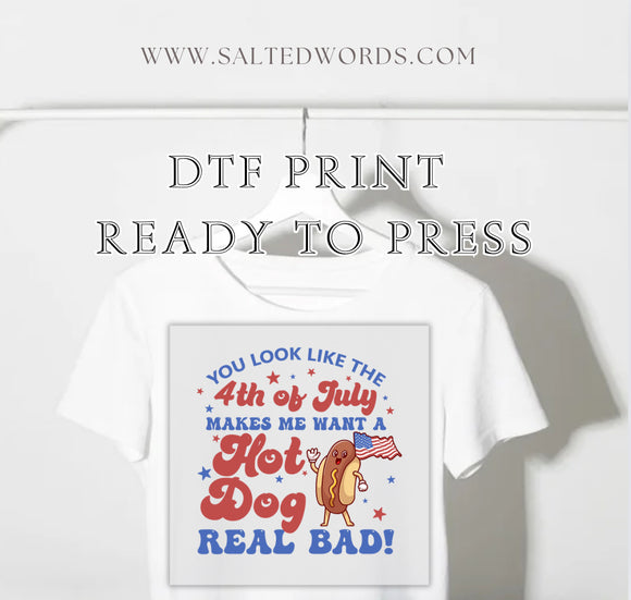You look like the 4th of July makes me want a hotdog real bad DTF Transfer - Salted Words, LLC