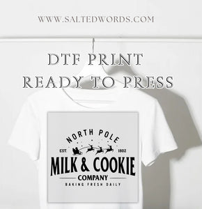 North Pole milk and cookies Christmas DTF print transfer Ready to Press