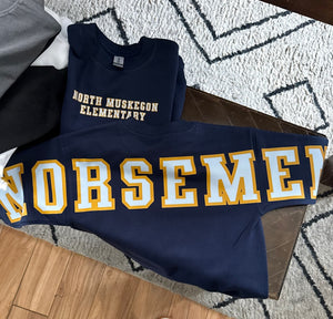 Adult & Youth North Muskegon ELEMENTARY Norsemen Navy Crewneck 18000 Gildan - Heavy Blend™ Crewneck Sweatshirt