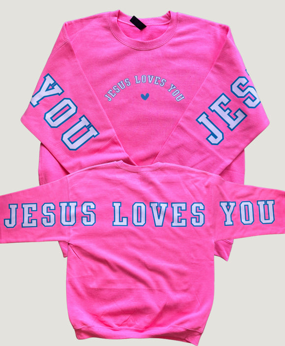 Adult & Youth Jesus Loves You Crewneck 18000 Gildan - Heavy Blend™ Crewneck Sweatshirt