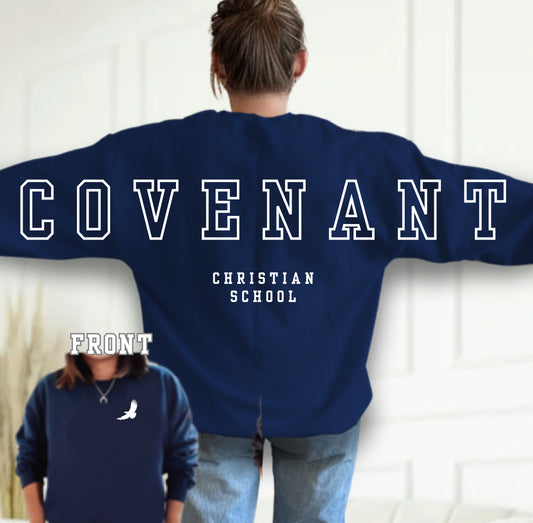 Adult & Youth Navy Covenant Christian School Crewneck 18000 Gildan - Heavy Blend™ Crewneck Sweatshirt - Salted Words, LLC