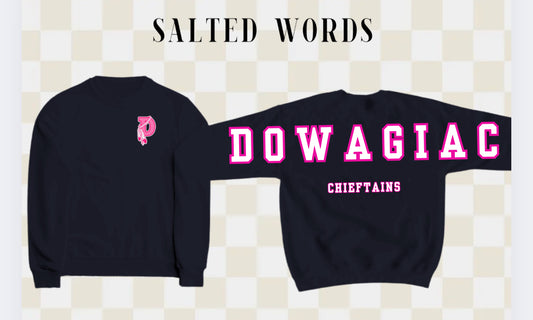 Adult & Youth Dowagiac Black Breast Cancer Awareness Crewneck 18000 Gildan - Heavy Blend™ Crewneck Sweatshirt