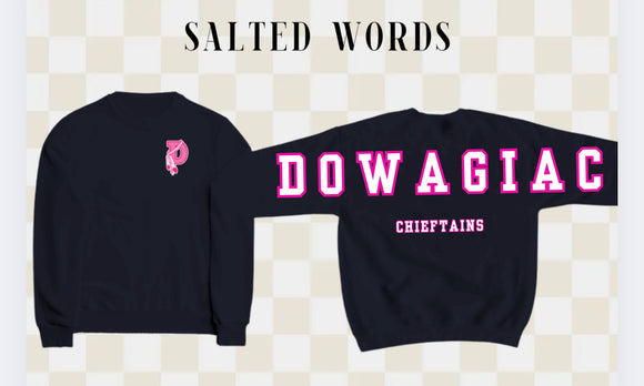 Adult & Youth Dowagiac Black Breast Cancer Awareness Crewneck 18000 Gildan - Heavy Blend™ Crewneck Sweatshirt