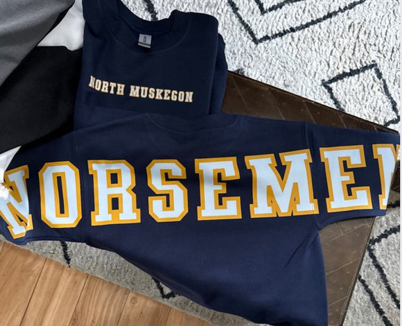 Adult & Youth North Muskegon Norsemen Navy Crewneck 18000 Gildan - Heavy Blend™ Crewneck Sweatshirt