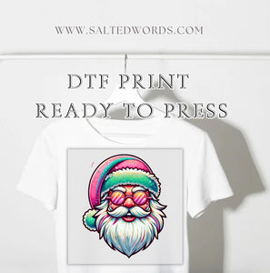 Retro Santa pastel colors Santa Cool Santa Christmas  DTF print transfer Ready to Press