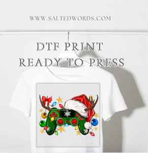 Gamer Christmas controller Christmas DTF print transfer Ready to Press