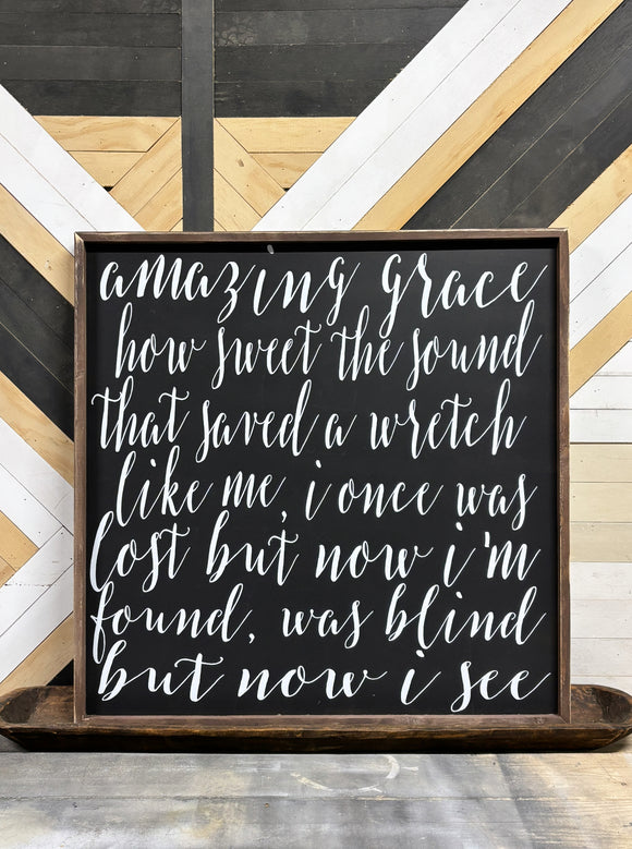 Amazing Grace modern farmhouse sign / Modern Home decor / Christian art / 24x24 - Salted Words, LLC