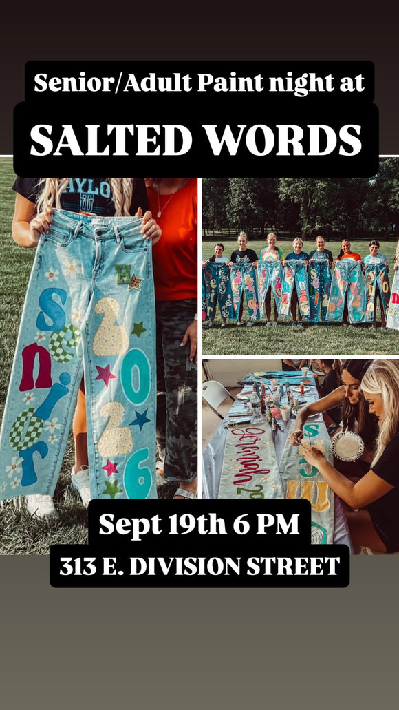 Sept 19th Senior/Just for fun Paint your jeans night!!