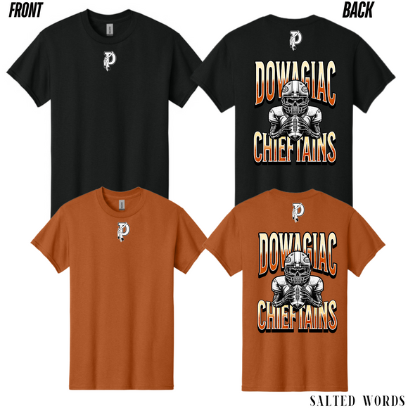 Dowagiac Skeleton Football Player Tshirt - Long Sleeve - Crewneck - Hoodie