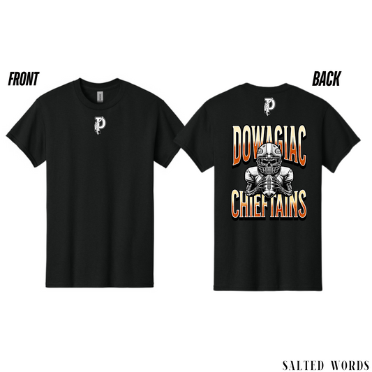 YOUTH Dowagiac Skeleton Football Player Tshirt - Long Sleeve - Crewneck - Hoodie - Salted Words, LLC