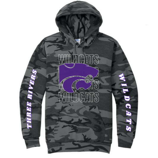 Three Rivers Wildcats Camo Hoodie Sweatshirt
