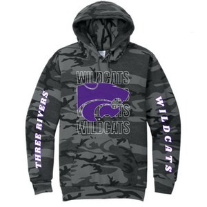 Three Rivers Wildcats Camo Hoodie Sweatshirt