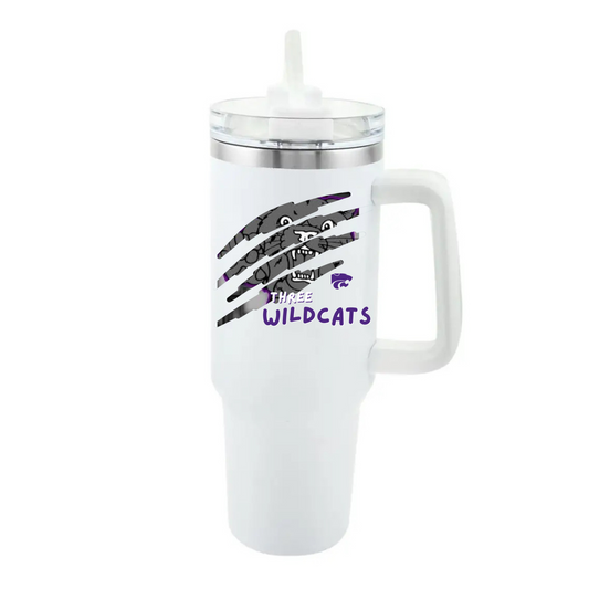 Three Rivers Wildcats Water Tumbler 40 oz. with straw