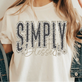 A 3x3 grid showing nine different women's graphic t-shirt color options, featuring slogans like 'Coffee & Jesus', 'Life is Sweet BUTTER with Jesus', and 'SIMPLY Blessed'.