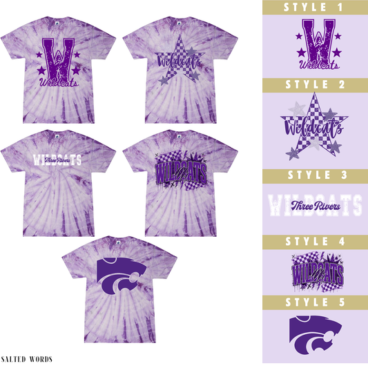 YOUTH Three Rivers Wildcats Colortone 1000Y Spider Tie Dye Tee - Salted Words, LLC