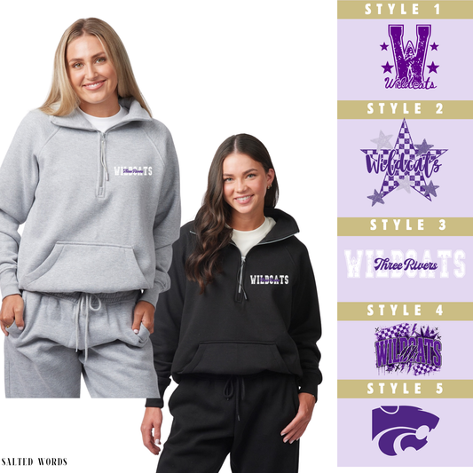 Three Rivers Wildcats Apparel Enza 31179 Boxy Half Zip Fleece - Salted Words, LLC