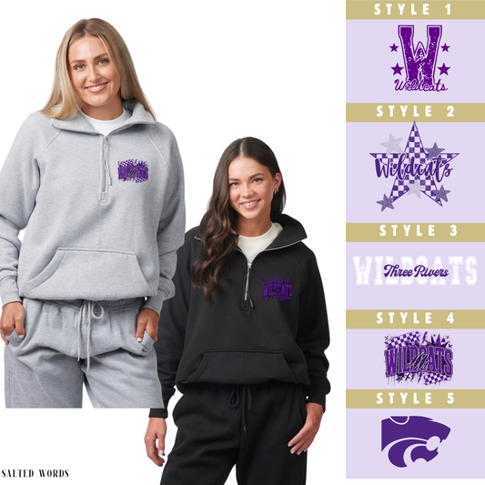 Three Rivers Wildcats Apparel Enza 31179 Boxy Half Zip Fleece - Salted Words, LLC