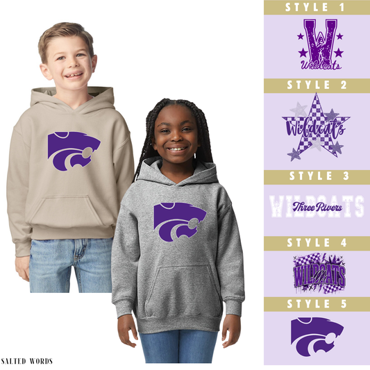 YOUTH Wildcats Three Rivers Apparel Crewneck - Hoodie - Salted Words, LLC