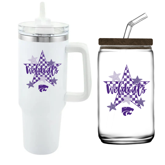 Three Rivers Wildcats Water Tumbler 40 oz. with straw OR glass can cup - Salted Words, LLC