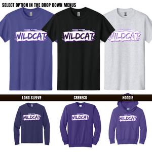YOUTH Three Rivers Wildcats Spirit Wear Tshirt - Long Sleeve - Crewneck - Hoodie